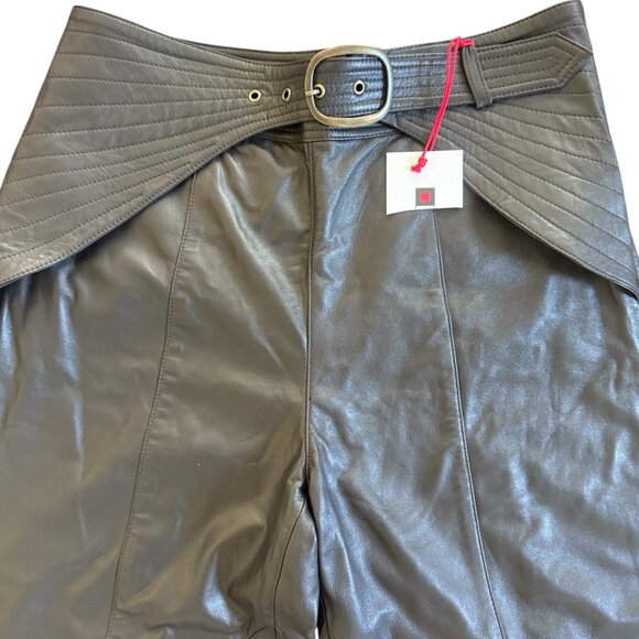 ZARA SRPLS Sheepskin Leather Barrel Leg Buckled Waist Chocolate waist 32"-NWT - Picture 3 of 14